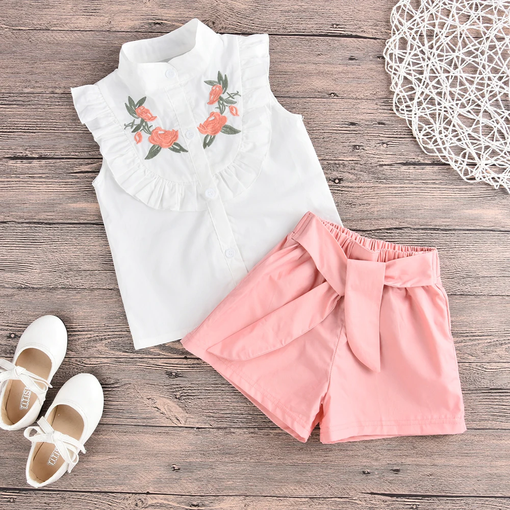 Cotton Sleeveless Ruffle Baby Girls Clothes Summer Kids Girls Clothes Shorts Set 2020 2Piece T-shirt+Short Pants Infant Suit D30
Cotton Sleeveless Ruffle Baby Girls Clothes Summer Kids Girls Clothes Shorts Set 2020 2Piece T-shirt+Short Pants Infant Suit D30