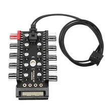 PC 1 à 10 4Pin ventilateurs de refroidissement moyeu séparateur câble 12V PWM LED Sata alimentation adaptateur régulateur de vitesse pour l'exploitation minière informatique(China)
