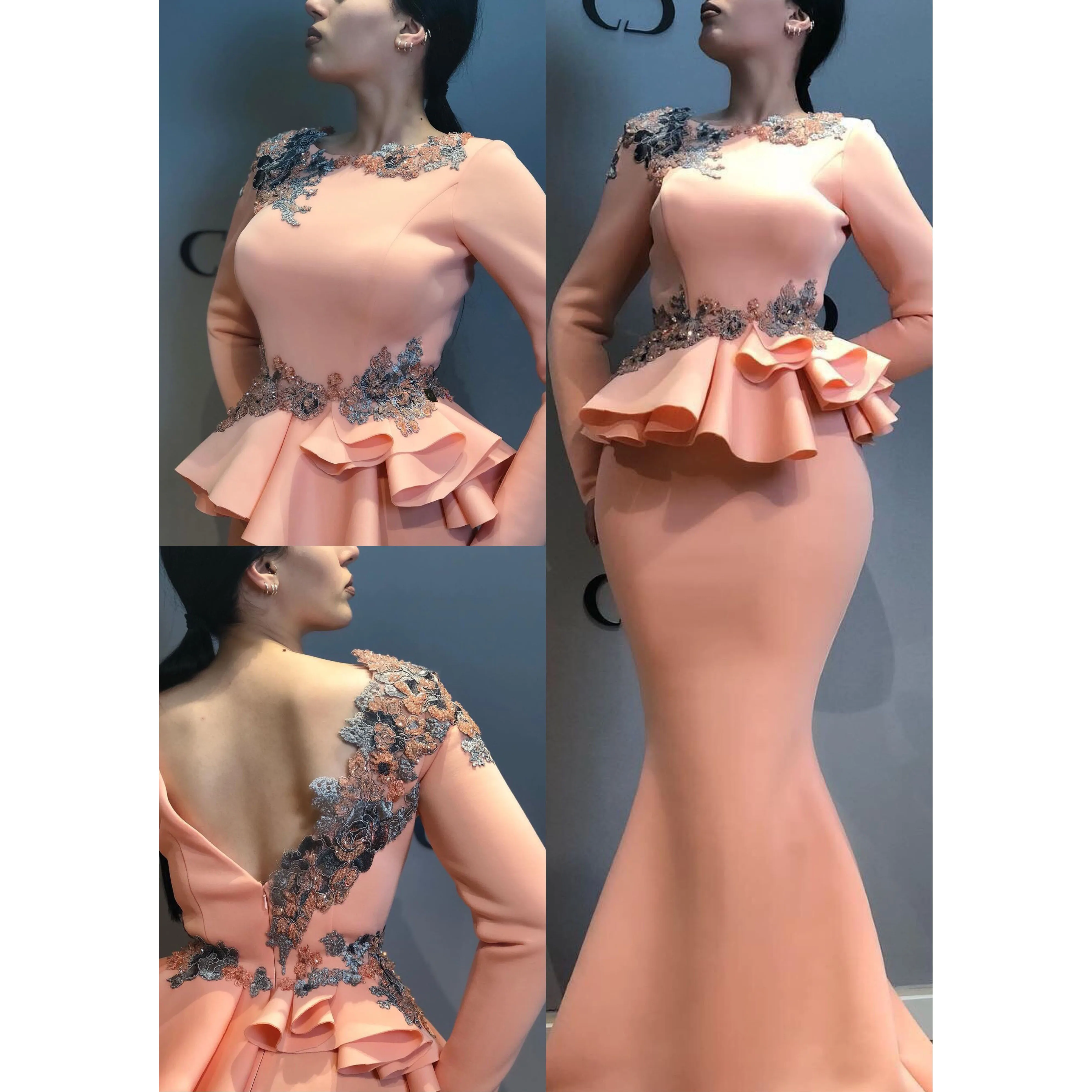 Saudi Arabian Peach Color Prom Gowns Custom Made Long Evening Gowns Formal Dresses robe de soiree Mermaid Formal Dress Appliques
Saudi Arabian Peach Color Prom Gowns Custom Made Long Evening Gowns Formal Dresses robe de soiree Mermaid Formal Dress Appliques