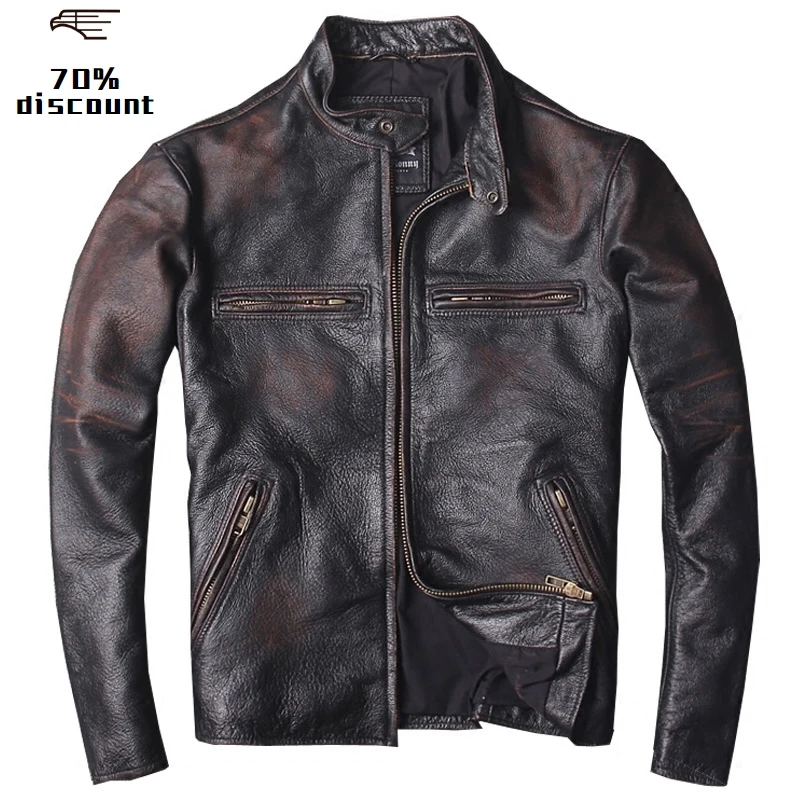 2020 Vintage Men Slim Fit Biker's Leather Jacket Plus Size 6XL Genuine Cowhide Spring Russian Short Leather Coat FREE SHIPPING
2020 Vintage Men Slim Fit Biker's Leather Jacket Plus Size 6XL Genuine Cowhide Spring Russian Short Leather Coat FREE SHIPPING