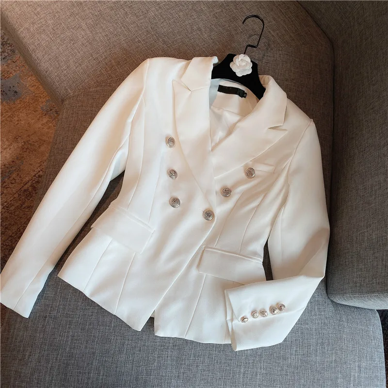 Female Jacket 2020 Spring Retro Double Breasted Thin Suit Jacket Women's White Black Jackets Slim Fit
Female Jacket 2020 Spring Retro Double Breasted Thin Suit Jacket Women's White Black Jackets Slim Fit