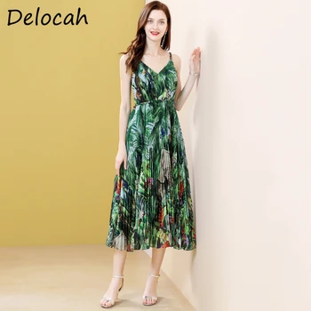 Delocah Summer Women Sexy V-Neck Holiday Dress Spaghetti Strap Backless Jungle Printed Draped Ladies Chiffon Boho Long Dresses 
Delocah Summer Women Sexy V-Neck Holiday Dress Spaghetti Strap Backless Jungle Printed Draped Ladies Chiffon Boho Long Dresses
