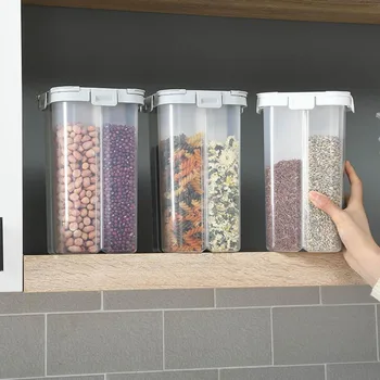 Grain Food Storage Box Storage Cans Beans Sealed Kitchen Storage Whole Grains Nuts Plastic Beans Compartments 
Grain Food Storage Box Storage Cans Beans Sealed Kitchen Storage Whole Grains Nuts Plastic Beans Compartments