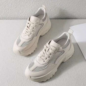 Women's genuine leather air mesh patchwork lace-up platform flats sneakers leisure espadrilles high quality comfortable shoes
Women's genuine leather air mesh patchwork lace-up platform flats sneakers leisure espadrilles high quality comfortable shoes