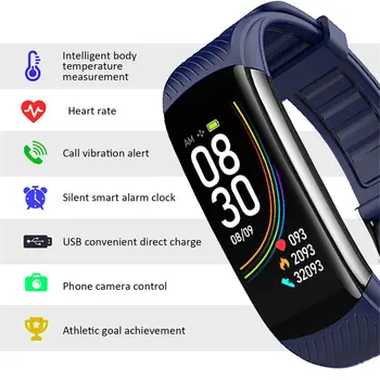 Sport Watch Blood Pressure Heart Rate Sleep Exercise Pedometer Bluetooth Smart Bracelet C6T Body Temperature Monitoring camera
Sport Watch Blood Pressure Heart Rate Sleep Exercise Pedometer Bluetooth Smart Bracelet C6T Body Temperature Monitoring camera