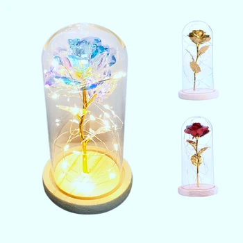 Gold-Plated Rose With Led Light In Glass e For Wedding Party Mother'S Day Gift Color White 
Gold-Plated Rose With Led Light In Glass e For Wedding Party Mother'S Day Gift Color White