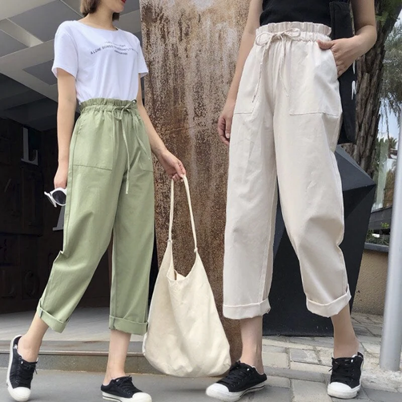 Cotton Casual Style Loose Light Female Pants Streetwear Sporty Regular Drawstring Elastic Waist Trousers For Everyday Wear
Cotton Casual Style Loose Light Female Pants Streetwear Sporty Regular Drawstring Elastic Waist Trousers For Everyday Wear
