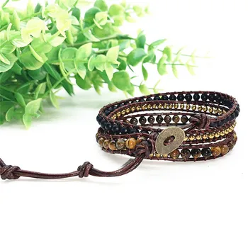 Tiger Eye Stone with Copper Beads 3 Strands Wrap Bracelets Handmade Bohemian Weaving Leather & Wax Bracelet
Tiger Eye Stone with Copper Beads 3 Strands Wrap Bracelets Handmade Bohemian Weaving Leather & Wax Bracelet