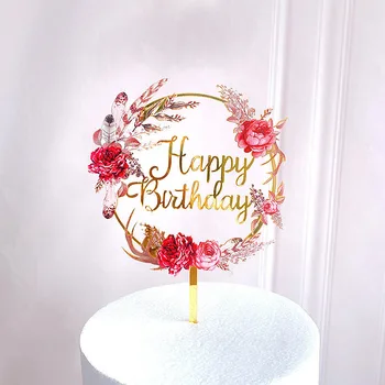 Ins New Acrylic Happy Birthday Cake Topper Gold Garland Flowers Cake Topper For Birthday Party Cake Decorations Dessert Supplies
Ins New Acrylic Happy Birthday Cake Topper Gold Garland Flowers Cake Topper For Birthday Party Cake Decorations Dessert Supplies