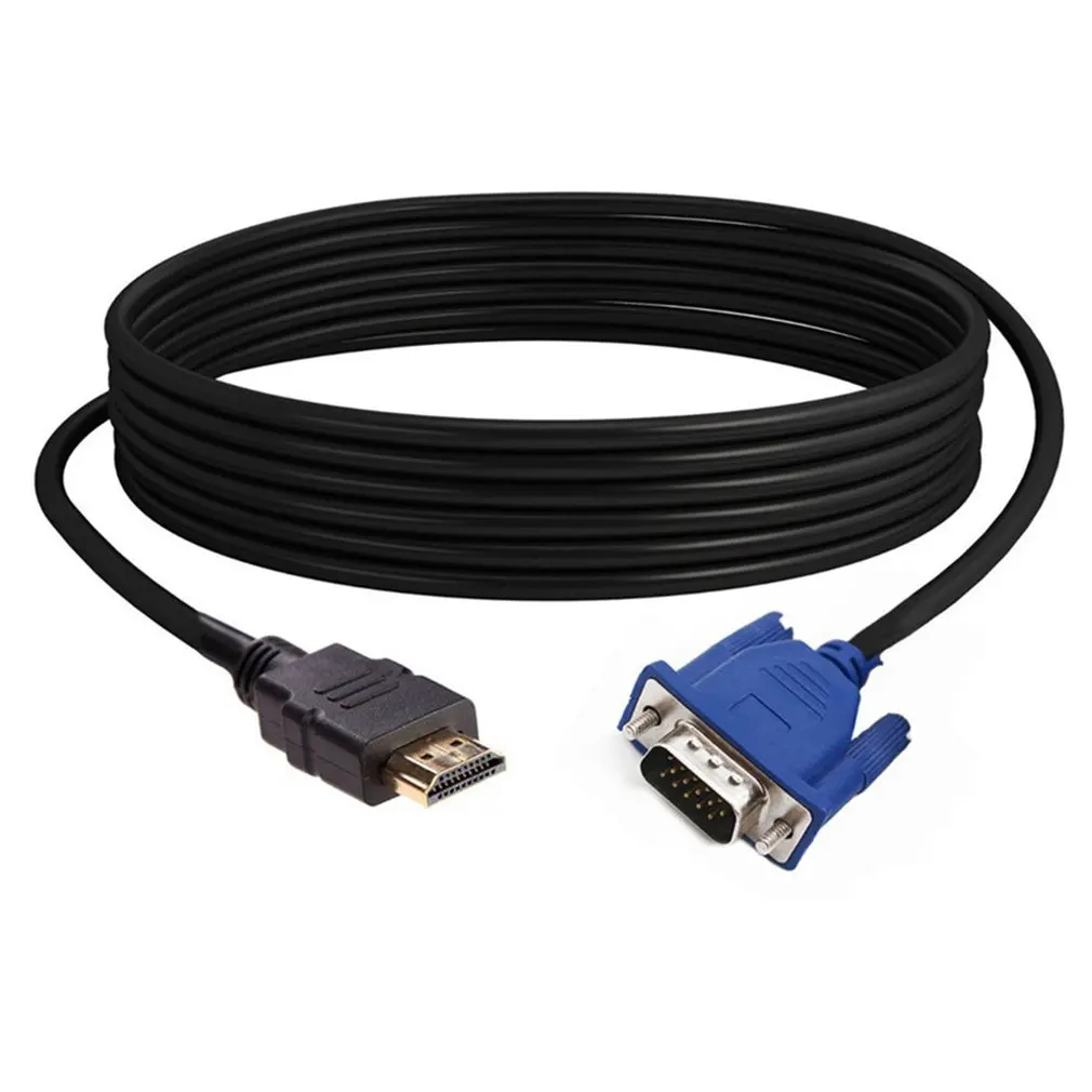 3/5 м позолоченные разъемы HDMI Мужской к VGA HD-15 Кабель-адаптер Шнур для DVD HDTV надежный