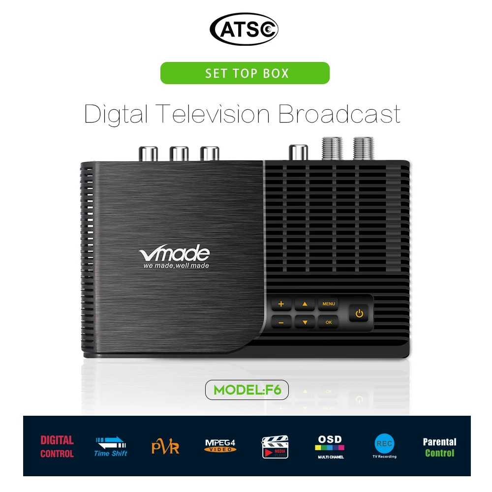 F6 Full HD 1080P ATSC TV Receiver Digital Television Broadcast Support PVR Timeshift MPEG4 Multi Channel Canada USA Set Top Box
F6 Full HD 1080P ATSC TV Receiver Digital Television Broadcast Support PVR Timeshift MPEG4 Multi Channel Canada USA Set Top Box