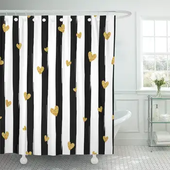 Pink Pattern Gold Heart Confetti on Striped Red Black Shower Curtain Waterproof Polyester Fabric 72 x 72 Inches with Hooks
Pink Pattern Gold Heart Confetti on Striped Red Black Shower Curtain Waterproof Polyester Fabric 72 x 72 Inches with Hooks