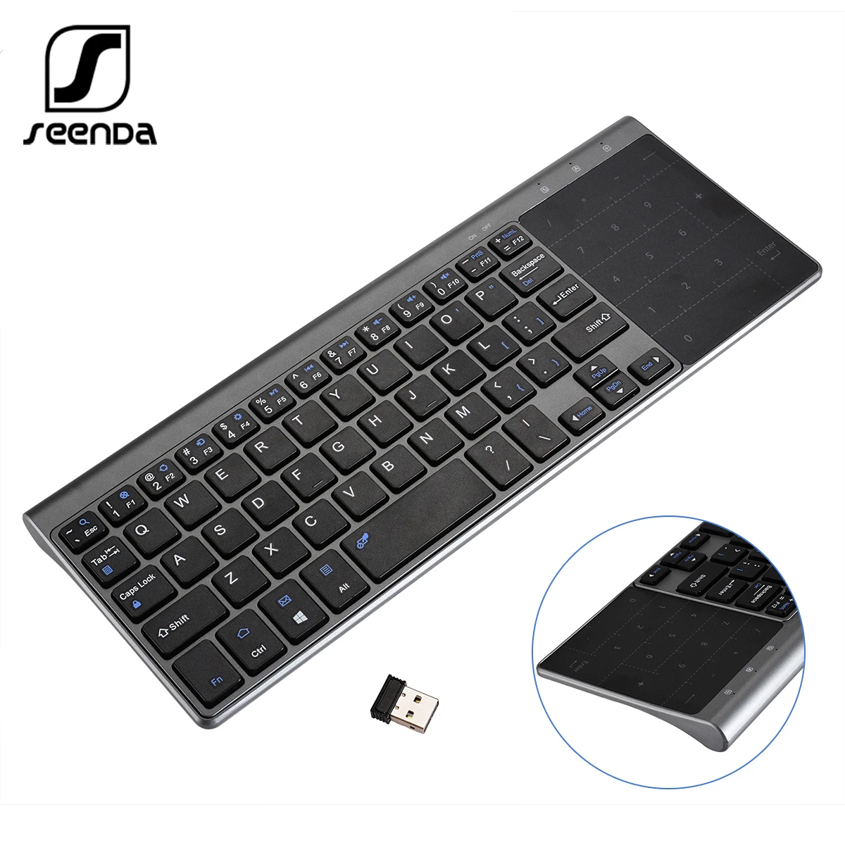 SeenDa Wireless Keyboard with Number Touchpad for Notebook PC Smart TV YR Thin USB Wireless Mini Keyboard Spanish Russian
SeenDa Wireless Keyboard with Number Touchpad for Notebook PC Smart TV YR Thin USB Wireless Mini Keyboard Spanish Russian