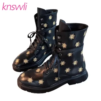 Genuine Leather Embroidery Motorcycle Boots Woman Lace Up Round Toe Platform Short Boots Casual Thick Bottom Zapatos De Mujer
Genuine Leather Embroidery Motorcycle Boots Woman Lace Up Round Toe Platform Short Boots Casual Thick Bottom Zapatos De Mujer
