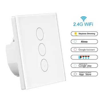 100-240V Wireless WiFi Smart Touch Light Switch Dimmer Button Panel Voice Control Touch switch Support iOS / Android system New
100-240V Wireless WiFi Smart Touch Light Switch Dimmer Button Panel Voice Control Touch switch Support iOS / Android system New