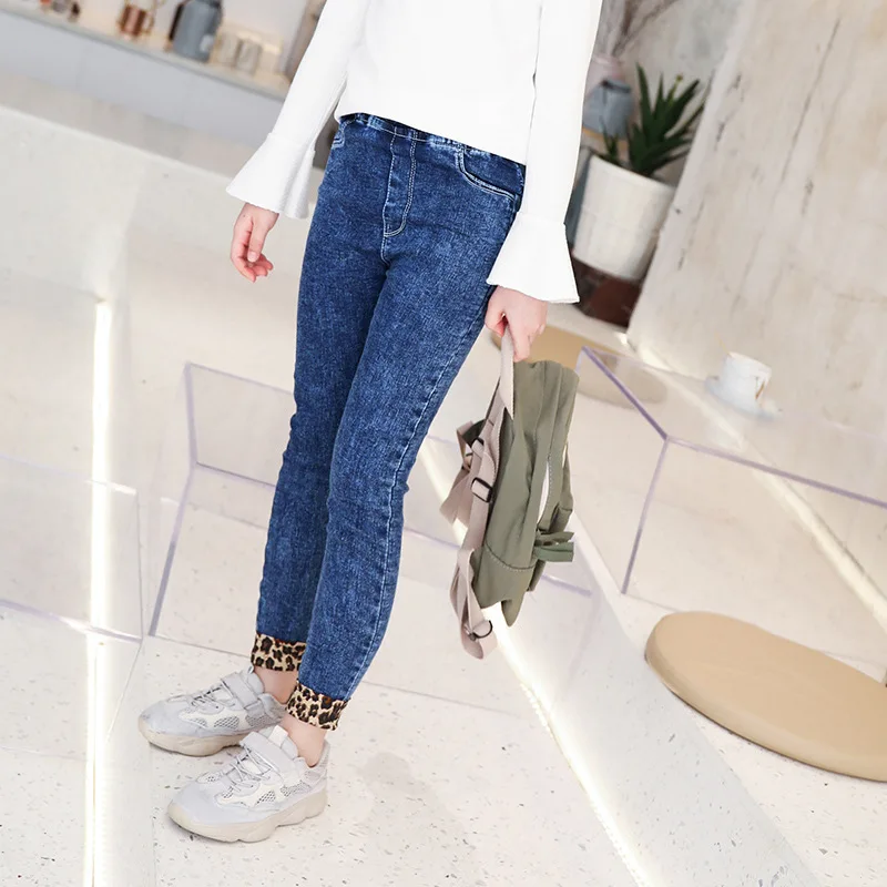 3-13 Teenage Children Girl Korean Fashion Jeans Leopard Elastic Waist Denim Pants Girls Black Skinny Trousers Kids Clothes 3-13 Teenage Children Girl Korean Fashion Jeans Leopard Elastic Waist Denim Pants Girls Black Skinny Trousers Kids Clothes