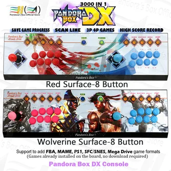 New 8 Button Custom Pandora Box DX console 3000 in 1 have 3D game support fba mame ps1 SFC/SNES MD game save game can 3P 4P
New 8 Button Custom Pandora Box DX console 3000 in 1 have 3D game support fba mame ps1 SFC/SNES MD game save game can 3P 4P