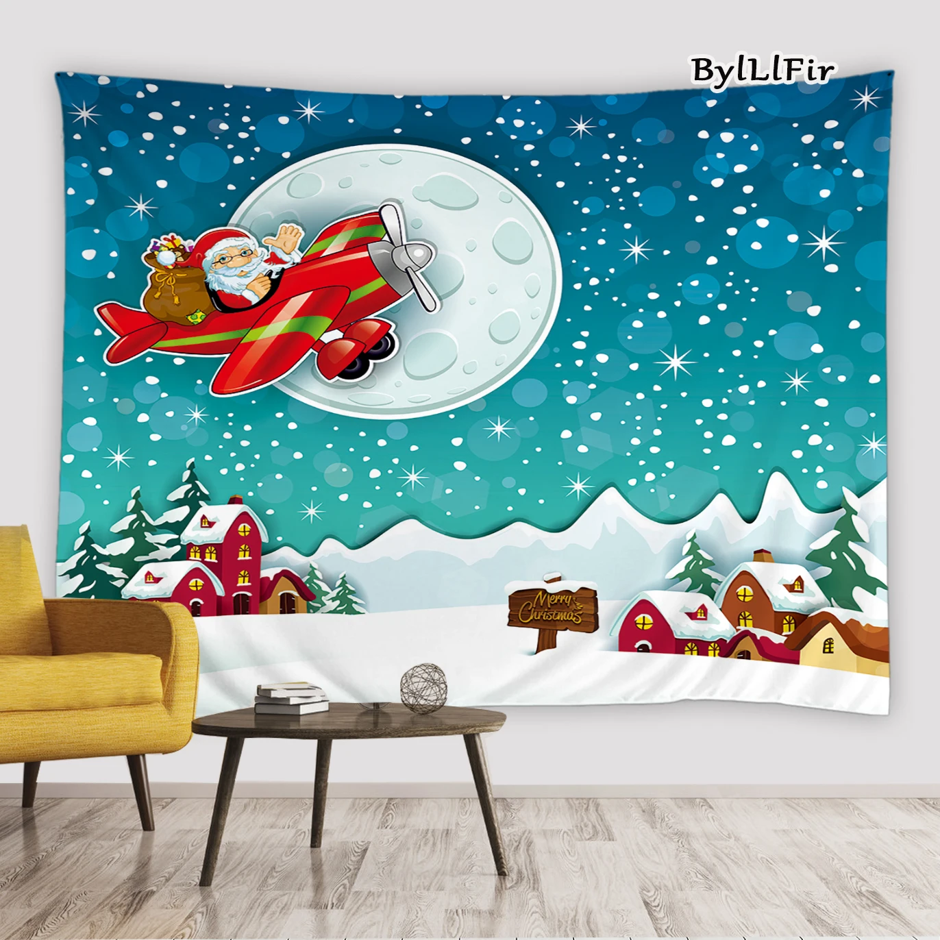 

Merry Christmas Tapestry Wall Hanging Cute Cartoon Santa Gift Xmas New Year Party Tapestries Wall Art Living Room Bedroom Decor