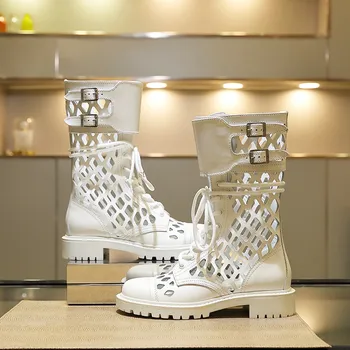 Shoes Women 2020 Genuine Leather Mesh Hollow out Women Ankle Boots Cutouts Platform Boots Chunky Motorcycle Boots Runway Shoes
Shoes Women 2020 Genuine Leather Mesh Hollow out Women Ankle Boots Cutouts Platform Boots Chunky Motorcycle Boots Runway Shoes