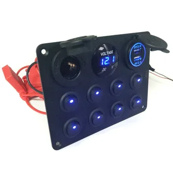 8 Gang 12V LED Light Switch Control Panel With Voltmeter USB Charger Fit For VW Universal Car Interior Parts
8 Gang 12V LED Light Switch Control Panel With Voltmeter USB Charger Fit For VW Universal Car Interior Parts
