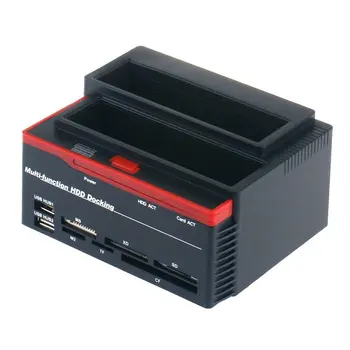 USB 2.0 to SATA IDE Dual Slots Hard Drive Docking Station with Card Reader and 2 Port USB 2.0 Hub, For 2.5 3.5 Inch HDD IDE SSD
USB 2.0 to SATA IDE Dual Slots Hard Drive Docking Station with Card Reader and 2 Port USB 2.0 Hub, For 2.5 3.5 Inch HDD IDE SSD