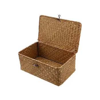 New Seaweed With Button Woven Basket Straw Woven Debris Desktop Storage Box Hand-Woven Storage Basket - Size L
New Seaweed With Button Woven Basket Straw Woven Debris Desktop Storage Box Hand-Woven Storage Basket - Size L
