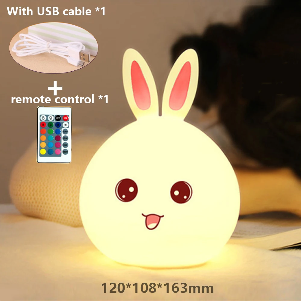 Happy Rabbit Silicone LED Night Light Remote Control, Warm White Colorful Cute Rabbit Bedroom Bedside Night Light Table Lamp
Happy Rabbit Silicone LED Night Light Remote Control, Warm White Colorful Cute Rabbit Bedroom Bedside Night Light Table Lamp