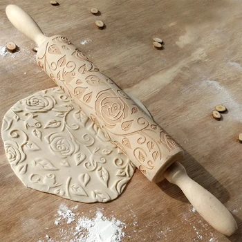 Baking Tool Kitchen DIY Portable Cookie Rose Embossing Rolling Pin Fondant Mold Handheld Wood Engraved Pastry Valentine's Day
Baking Tool Kitchen DIY Portable Cookie Rose Embossing Rolling Pin Fondant Mold Handheld Wood Engraved Pastry Valentine's Day