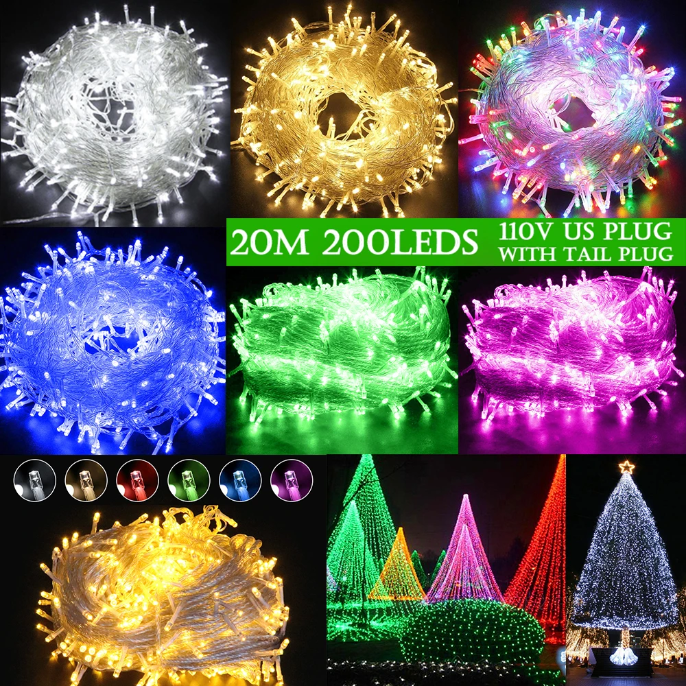 US Plug EU Plug 20M 200LEDS Outdoor Waterproof LED String Light Connectable With Tail Plug Wedding Christmas Party Holiday D30
US Plug EU Plug 20M 200LEDS Outdoor Waterproof LED String Light Connectable With Tail Plug Wedding Christmas Party Holiday D30