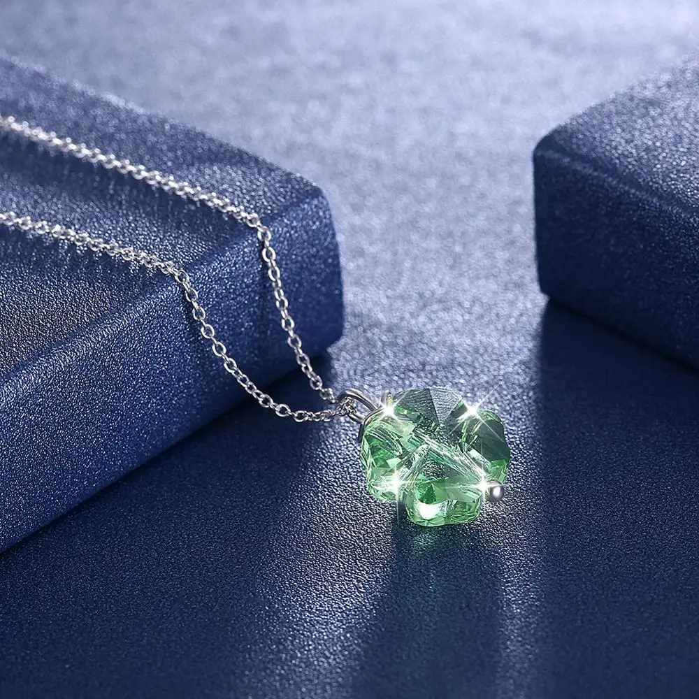 Шарм Снежинка Кулон LEKANI кристаллы от Swarovski ожерелье 925 пробы серебряные подарки