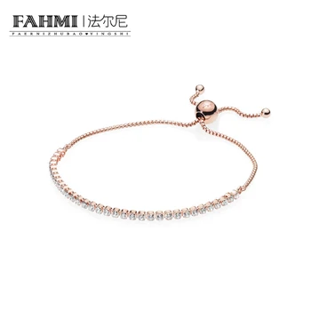 FAHMI 100% 925 Sterling Silver New 1:1 ROSE SPARKLING STRAND BRACELET Original Jewelry Mysterious Charming Gift 580524CZ 
FAHMI 100% 925 Sterling Silver New 1:1 ROSE SPARKLING STRAND BRACELET Original Jewelry Mysterious Charming Gift 580524CZ