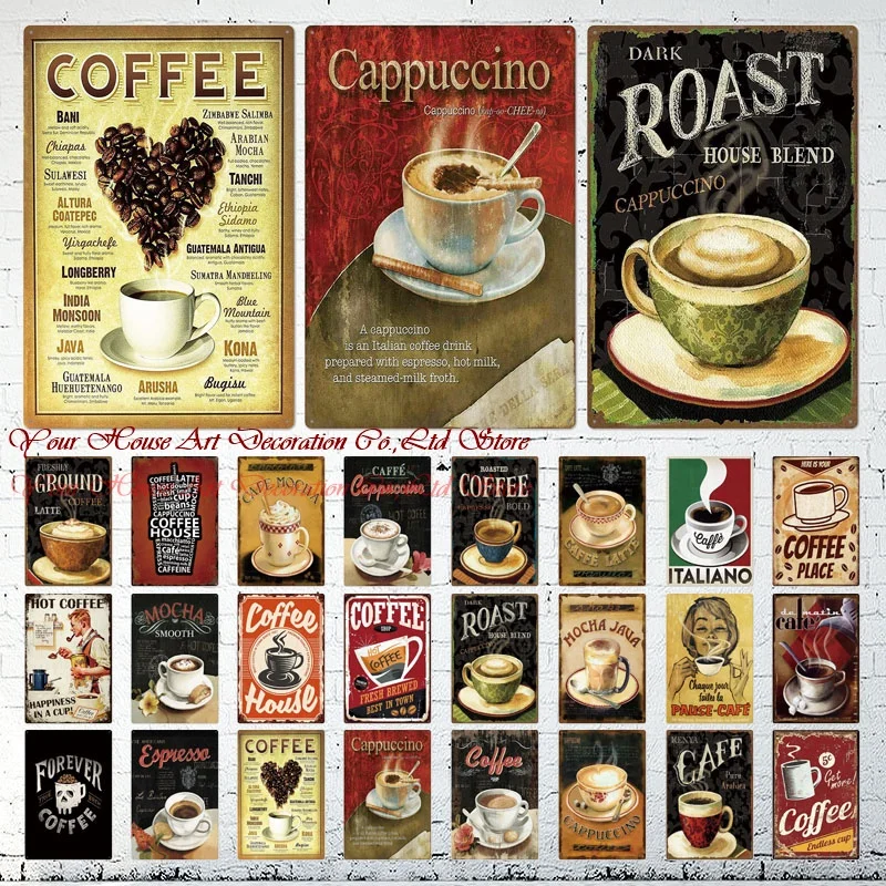 Фото Coffee Tin Sign Decoration Metal Plate Bar Cafe House Pub Home Decor Pictures Kitchen Wall Art Painting Plaque | Дом и сад