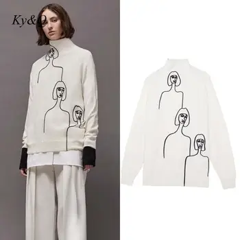 Runway Designer Sweaters 2019 Winter Women White Brand Pullover High Collar Three Person Abstract Embroidery Christmas Korean
Runway Designer Sweaters 2019 Winter Women White Brand Pullover High Collar Three Person Abstract Embroidery Christmas Korean