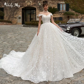 Adoly Mey Gorgeous Boat Neck Lace Chapel Train A-Line Wedding Dresses 2020 Luxury Beaded Appliques Princess Bride Gown Plus Size 
Adoly Mey Gorgeous Boat Neck Lace Chapel Train A-Line Wedding Dresses 2020 Luxury Beaded Appliques Princess Bride Gown Plus Size