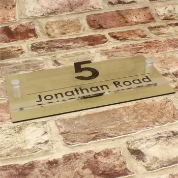 Brushed Gold Effect house number Personalised Modern House Sign Name-Rectangle
Brushed Gold Effect house number Personalised Modern House Sign Name-Rectangle