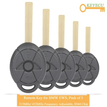 KEYECU 5PCS EWS Remote Control Car Key for Old BMW Mini Cooper S R50 R53, Fob 3 Buttons - ID44 Chip - 315MHz 433MHz Adjustable
KEYECU 5PCS EWS Remote Control Car Key for Old BMW Mini Cooper S R50 R53, Fob 3 Buttons - ID44 Chip - 315MHz 433MHz Adjustable