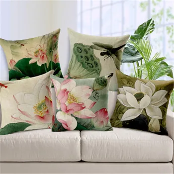 Vintage style Decorative throw pillows Lotus flower cotton linen seat retro cushion cover for sofa home decor funda cojines 45cm
Vintage style Decorative throw pillows Lotus flower cotton linen seat retro cushion cover for sofa home decor funda cojines 45cm