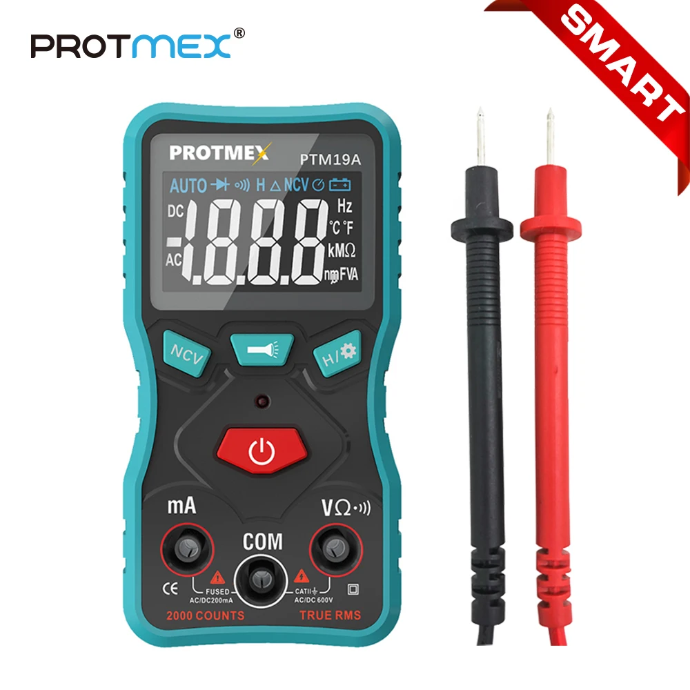 Digital Smart Multimeter, Protmex PTM19A LCD Display True-RMS Multitester AC DV Voltage Current Resistance Tester
Digital Smart Multimeter, Protmex PTM19A LCD Display True-RMS Multitester AC DV Voltage Current Resistance Tester