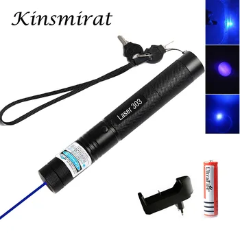 

Green /Red Blue Laser Pointer 532nm 5mW 303 Laser Pen Adjustable Starry Head Burning Match lazer With 18650 Battery+Charger