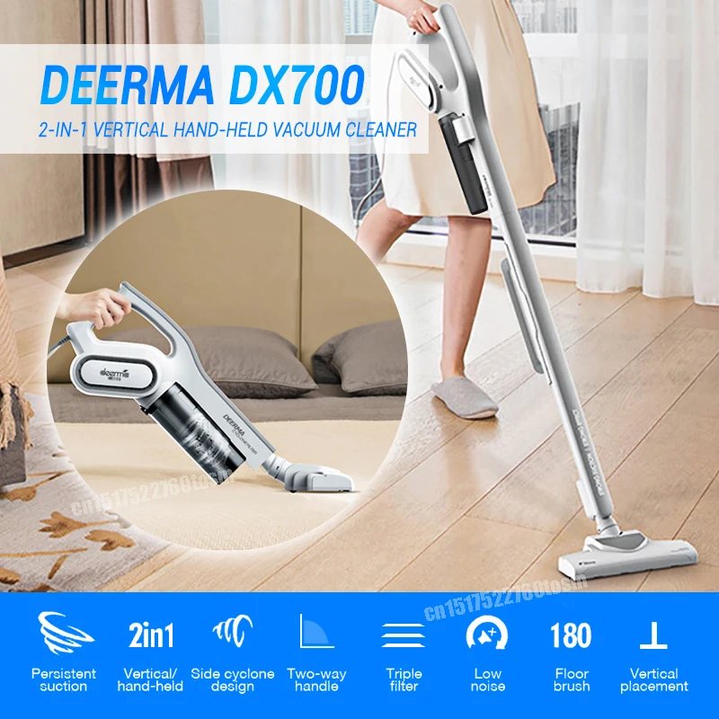 Deerma DX700 2-In-1 Handheld Vacuum Cleaner With Large Capacity Dust Box Low Noise Triple Filter Vertical Dust Collector
Deerma DX700 2-In-1 Handheld Vacuum Cleaner With Large Capacity Dust Box Low Noise Triple Filter Vertical Dust Collector