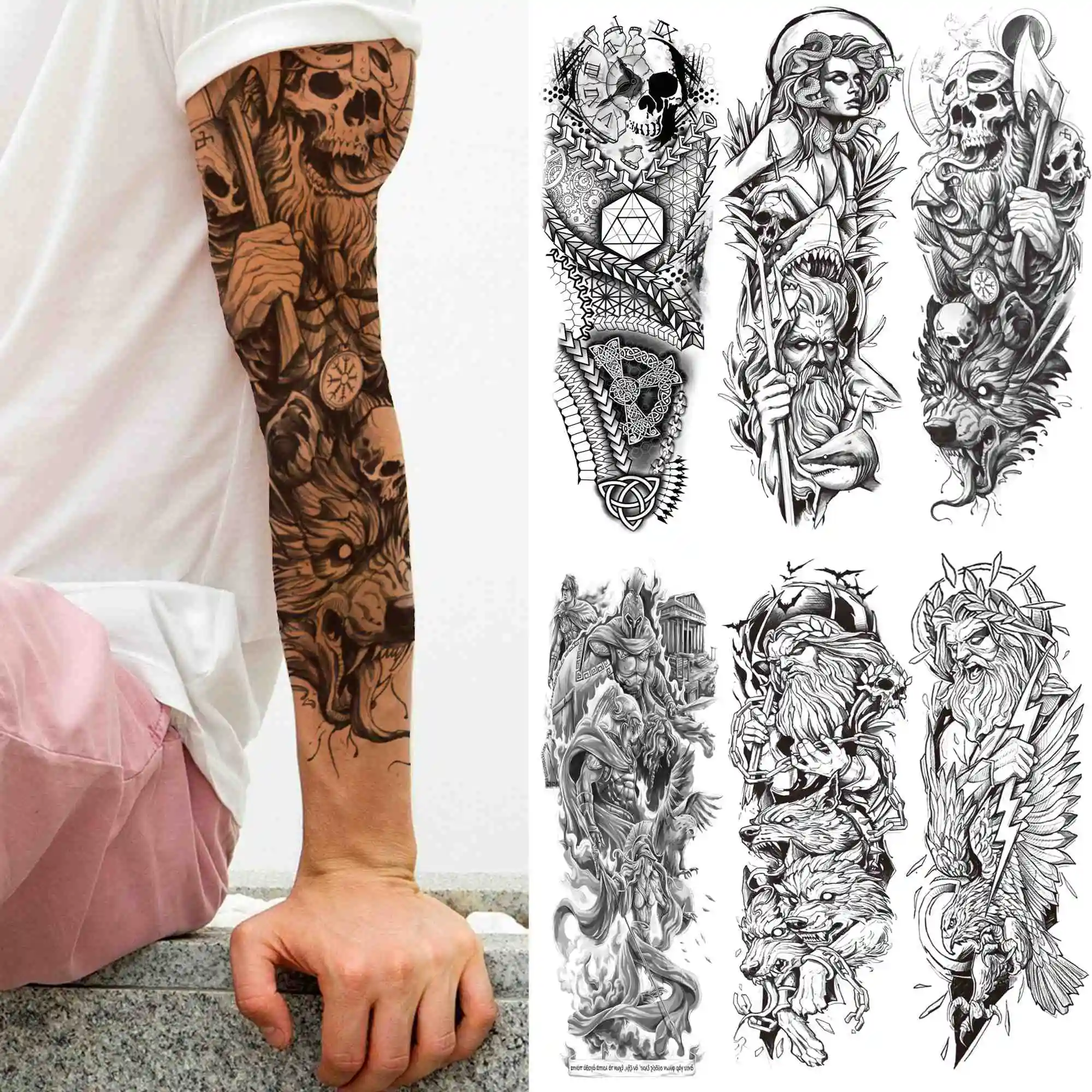Realistic Death Skull Temporary Tattoo Sleeve For Men Women Adult Fake Wolf Tattoos Sticker Black 3D Soldier God Tatoos Full Arm
Realistic Death Skull Temporary Tattoo Sleeve For Men Women Adult Fake Wolf Tattoos Sticker Black 3D Soldier God Tatoos Full Arm