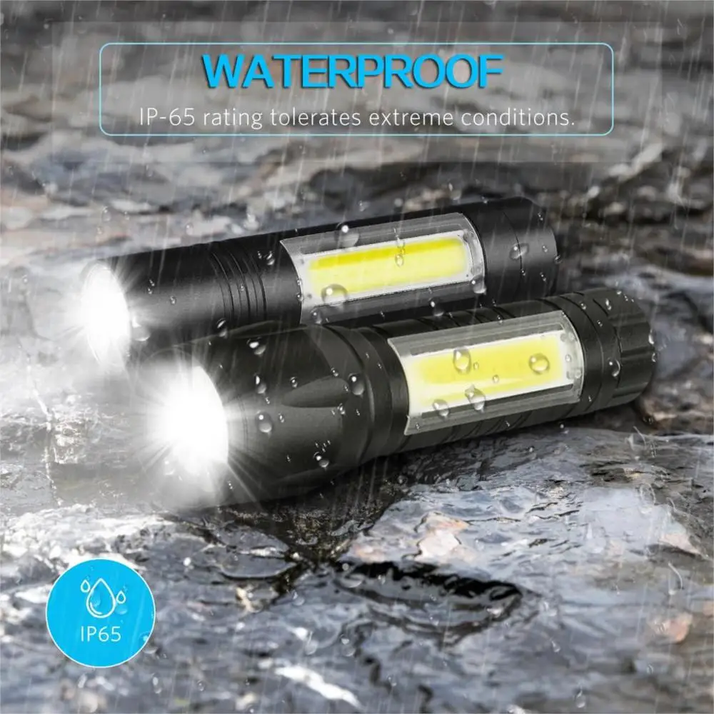 COB LED Flashlight Super Bright Waterproof Handheld Torch Lantern Work Light for Emergency Lighting
COB LED Flashlight Super Bright Waterproof Handheld Torch Lantern Work Light for Emergency Lighting