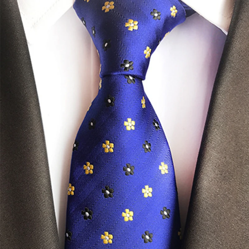 Классический шелковый галстук 8 см в полоску с цветочным принтом для мужчин
