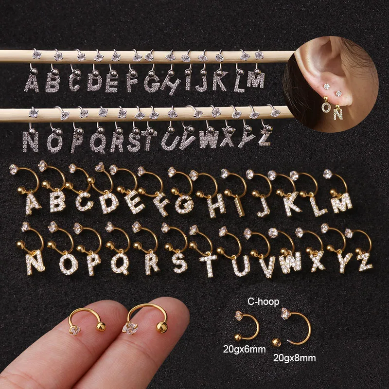 Sellsets 1pc Stainless Steel Circular Barbell With A-Z Letters English Initial Alphabet Ear Cartilage Helix Piercing Earring
Sellsets 1pc Stainless Steel Circular Barbell With A-Z Letters English Initial Alphabet Ear Cartilage Helix Piercing Earring