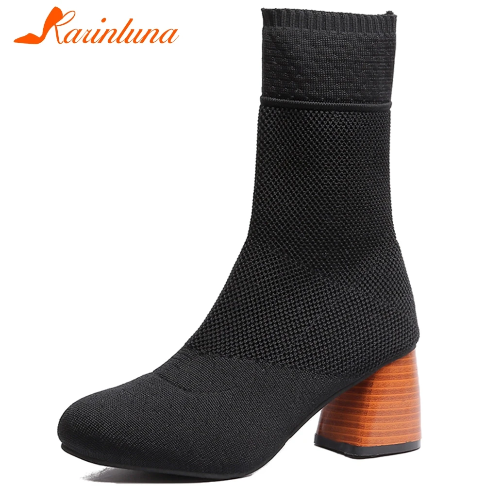 KARINLUNA New INS Hot Ladies Casual Party Boots Women 2020 Fashion Slip On Ankle Boots Chunky High Heels Sock Shoes Woman 
KARINLUNA New INS Hot Ladies Casual Party Boots Women 2020 Fashion Slip On Ankle Boots Chunky High Heels Sock Shoes Woman