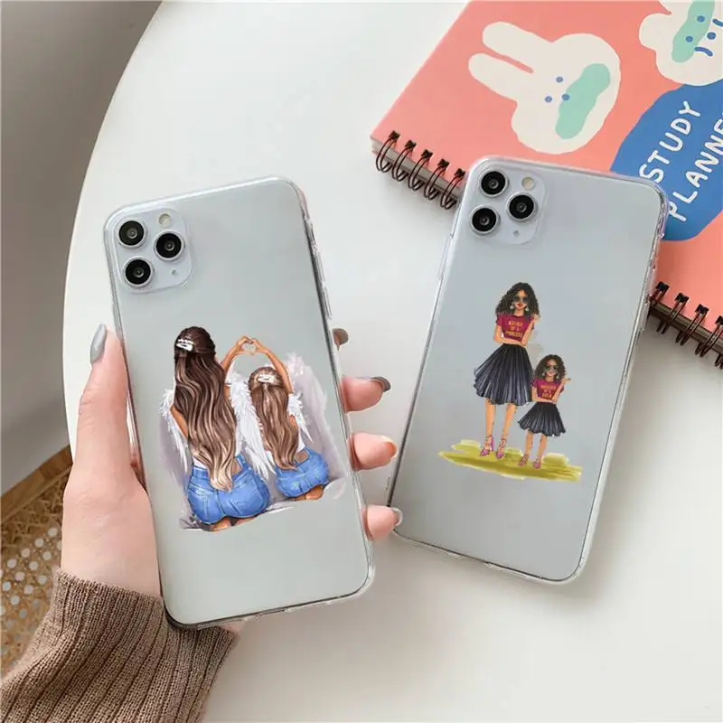 Прозрачный чехол для телефона с рисунком мамы мальчика девочки iPhone 11 12 mini pro XS MAX 8 7