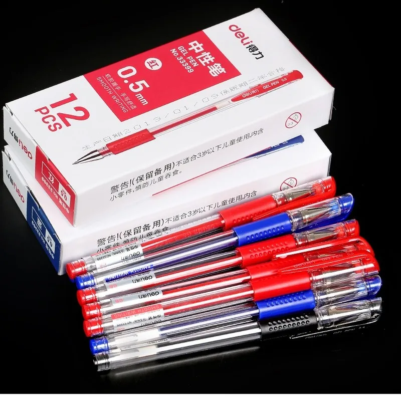 Deli 12pcs 0.5mm black blue red colored ink ballpoint gel pens for school office writing supplies visiable ink cute business pen
Deli 12pcs 0.5mm black blue red colored ink ballpoint gel pens for school office writing supplies visiable ink cute business pen