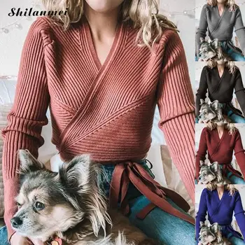 Autumn V Neck Knitted Pullover Lace Up Long Sleeve Women Sweater Fashion Solid Color Pull Femme Causal Jumper Sweater Outerwear
Autumn V Neck Knitted Pullover Lace Up Long Sleeve Women Sweater Fashion Solid Color Pull Femme Causal Jumper Sweater Outerwear