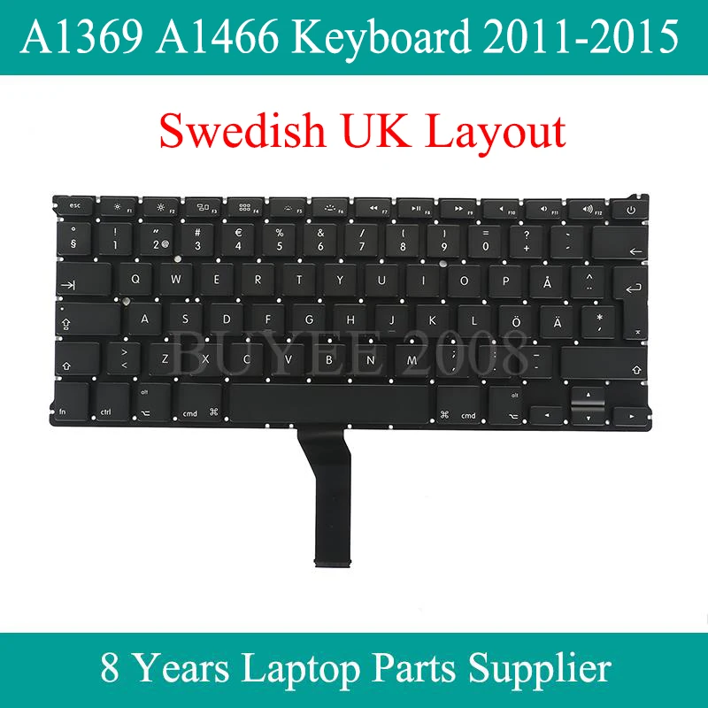 

13.3" A1369 A1466 Keyboard UK Layout 2011 2012 2013 2014 2015 For Macbook Air 13" A1369 A1466 Swedish Keyboard Backlight Backlit