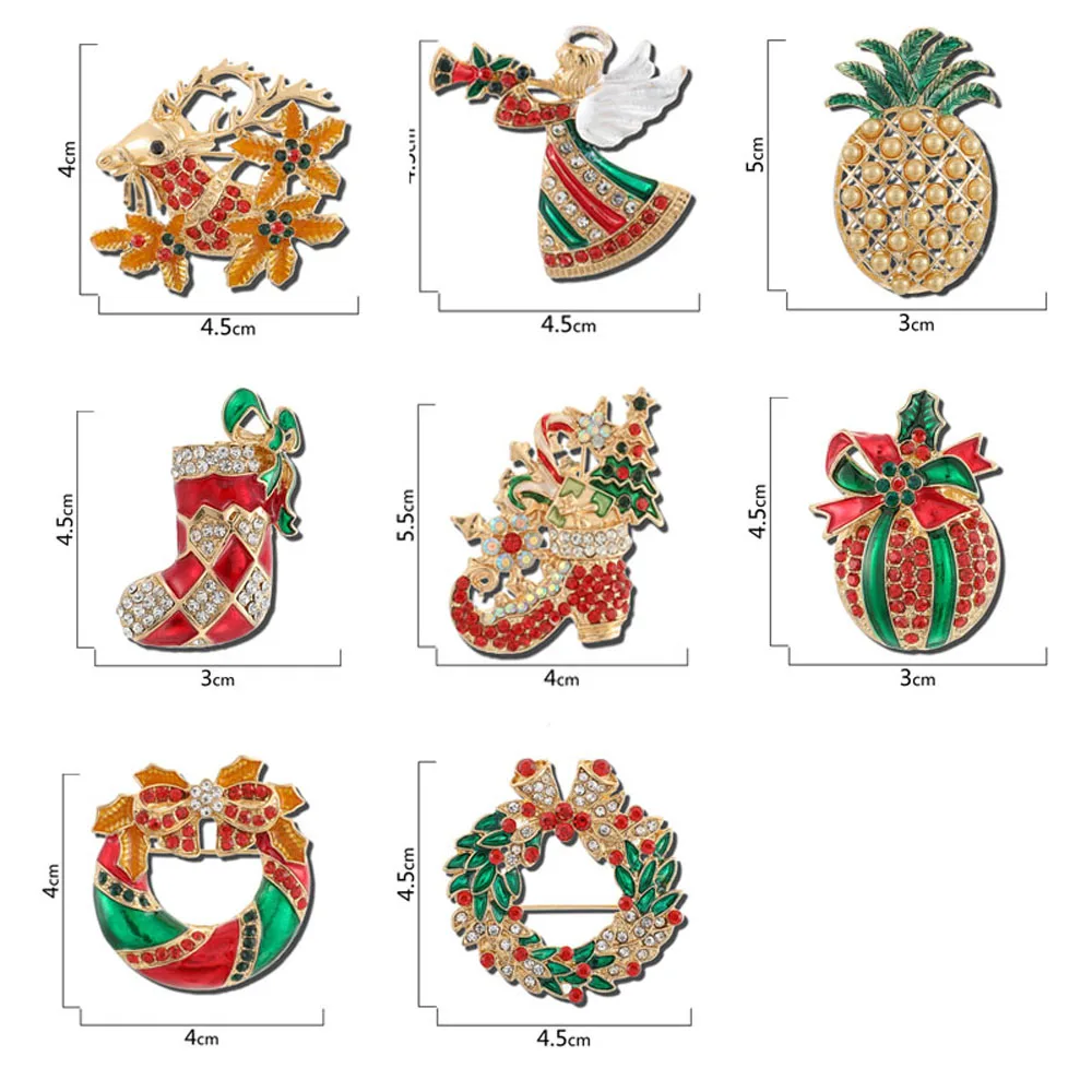 merry christmas brooches pins cute santa claus hat gloves bells